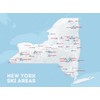 New York Ski Resorts Map 18x24 Poster (White & Light