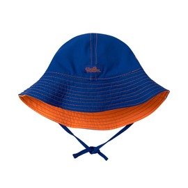 UV SKINZ UPF50+ Baby Boy Reversible Sun Hat-Navy Blue/Orange-18/24m