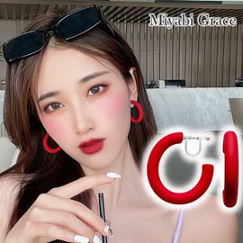 Miyabi Grace Miyabi Grace Women's Non-Hole Earrings, Popular, Painless, Red, Large, White, White, Black, 1.6 inches (4 cm), Thick, Pink, Orange, Green, Light Blue, Yellow, Neon Color, Hoop, Large, 2.4