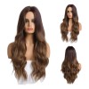 Pelucas Mujer Dama Cabello Naturales Larga Onduladas Marrón