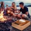 Smores Kits,Bamboo Smores Box with a Lid,Smores Caddy with 6Pcs