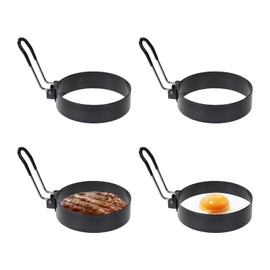 Liroyal Fried Egg Mold (Set of 4) Fried Egg Ring Fried Egg Mold Egg Fryer Egg Ring Stainless Steel Handle Kitchen Cooking Tool for Home Kitchen Cooking Tools