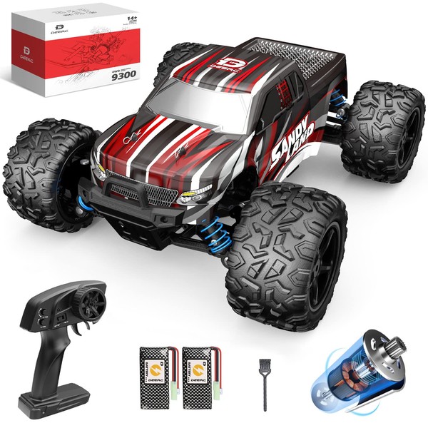 DEERC 9300 High Speed Remote Control Car,1:16 Scale 40 KM/H Fast RC Truck, 4WD Off Road Monster Trucks,2.4GHz All Terrain Toy Trucks with 2 Batteries,40+ Min Play Gift for Boy Kids Adults