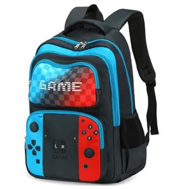 Octsky Boys School Backpack Elementary Middle Lightning Bookbag Daypack Travel Back Pack 17 Inches,Game Blue