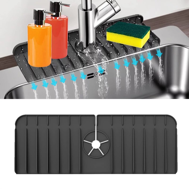 Kitchen Sink Splash Guard - Black - Medium (17.71" x