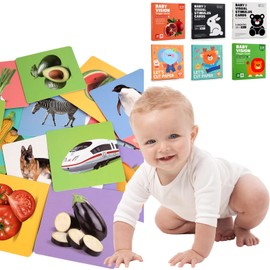 Oududianzi Tarjetas Flash de Alto Contraste para Niños, 120 Tarjetas Flash, 240 Patrones, Adecuadas para 4 Etapas, Tarjetas Didácticas de Estimulación Visual Temprana para Regalar a los Niños