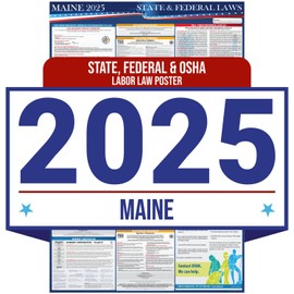 2025 Maine State and Federal Labor Law Poster - OSHA Workplace Compliant - Mandatory Regulations Posting for Employees - All in One Required Compliance Posting 16" x 40" - Laminated (English)
