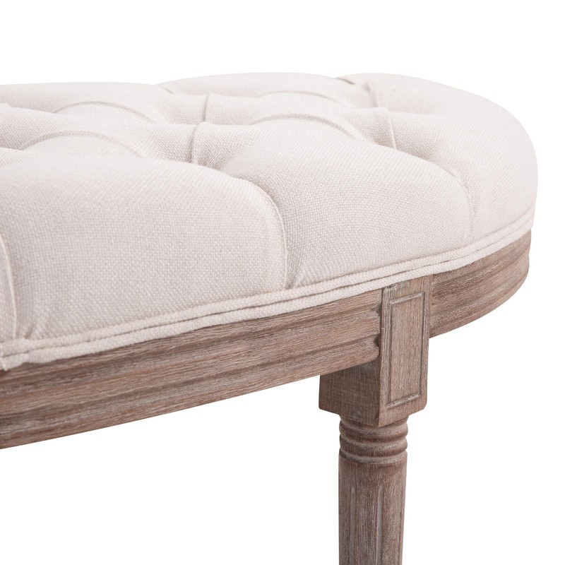 HOMCOM Tufted Half Circle Ottoman Bench Seat - Off White