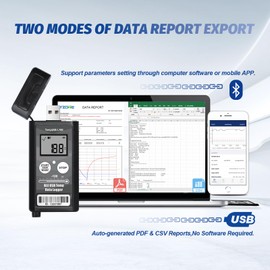 Tzone Bluetooth Temperature Data Logger USB Low Temp Recorder with Probe,Digital Freezer Thermometer Logger with Auto Report,Temperature Sensor for Refrigerator Lab Cold Chain Transportation Monitor