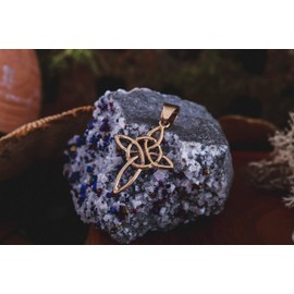 Windalf Aline Celtic Cross Pendant Bronze 3.4 cm, Fabric jewellery bag