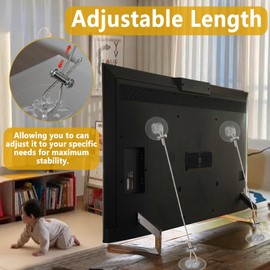 6 Pack Adjustable 40" TV Safety Straps for Flat Screen, Anti Tip Furniture Anchors No Drill, Furniture Wall Anchors for Baby Proofing, TV Earthquake Straps