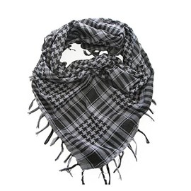 Unisex Chequered Arab Arafat Shemagh Kafiyah Desert Style Scarf Throw - Black/Grey