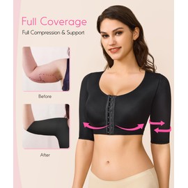 BRABIC Shaper Tops for Women Arm Compression Post Surgery Front Closure Bra Tank Top Shapewear (Black, 3XL)