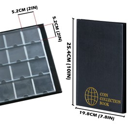 Coin Cardboard Holder Albums - 120 Pockets Coin Storage Books for 2x2 inches Coin Flips Collection Supplies CS4312BK