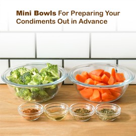 1.5 oz Clear Glass Bowl, Mini Prep Dish for Salt and Spices, Dishwasher and Microwave Safe, Stackable, Set of 6