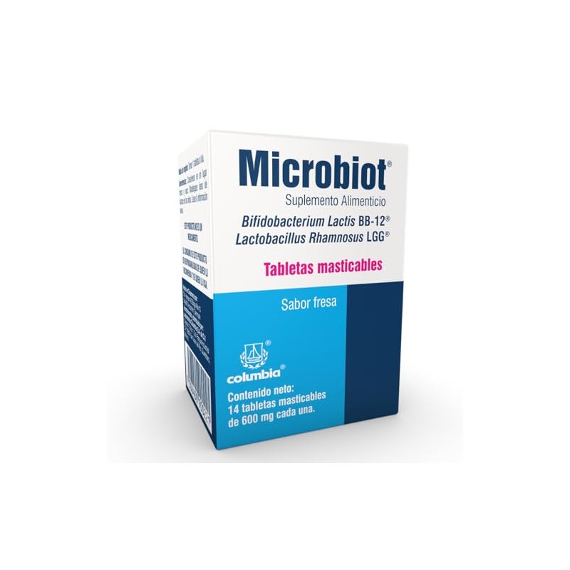 Microbiot Tabletas Masticables, 3.2 billones de probióticos Lactobacillus rhamnosus LGG