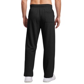 Men's Baggy Sweatpants Open Bottom Cotton Joggers Lightweight Athletic Sweat Pants for Men with Pockets Black Sweatpants Men