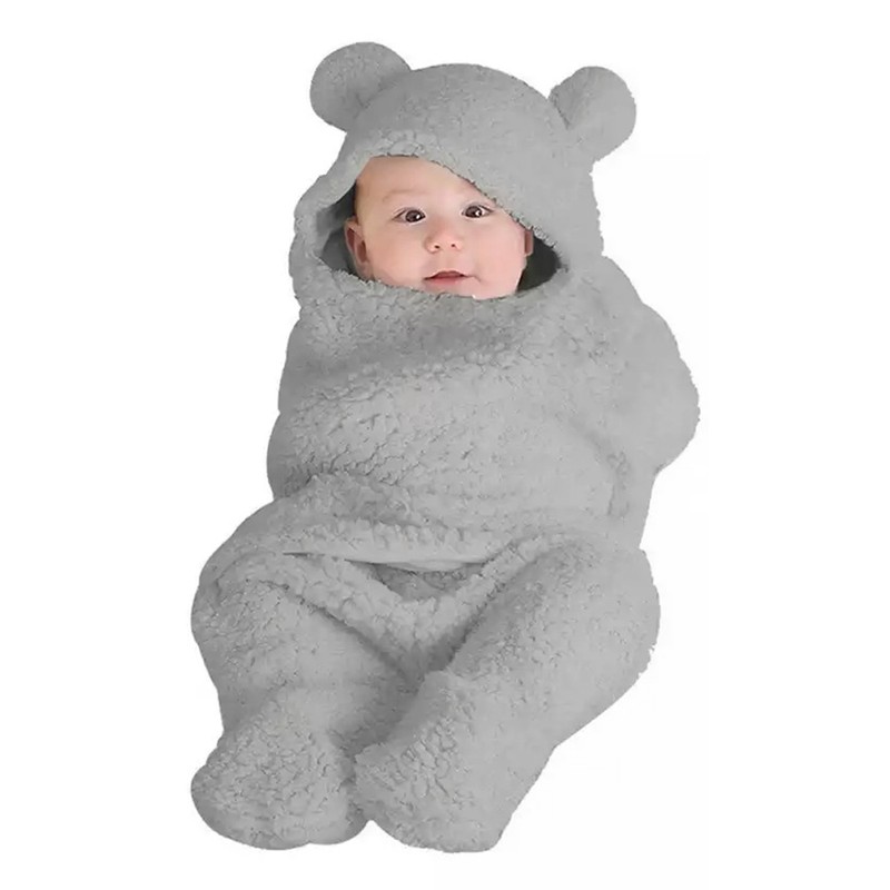 Infant Blanket Sleeping Wrap Ultra Soft Cute Bear Shape Plush