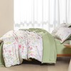 Yiran 7 Piece Pink Green Floral Comforter Set King Size,