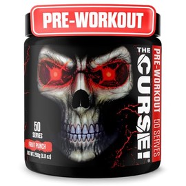 JNX SPORTS The Curse Pre Workout Powder for Men  Women, Caffeine, Beta-Alanine, Creatine, L-Citrulline, 50 Servings, Fruit Punch Flavor  Boost Energy 