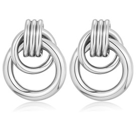 LILIE&WHITE Silver Circles Earrings for Women Silver Drop Dangle Earrings Statement Earrings Hypoallergenic Earrings Fashion Earrings Jewelry