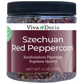 Viva Doria Red Szechuan Peppercorns, Whole Sichuan Pepper, Steam Sterilized, 4 Oz (113 g)