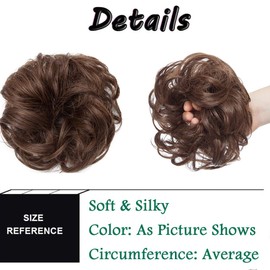 Messy Updo Hairpiece Scrunchy Scrunchie Hair Bun Extension [Dark Brown Mix Light Auburn] Curly Hair Ribbon Ponytail Extensin Donut Hair Chignons