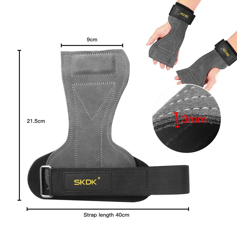 Leather Hand Grips for Crossfit Training, Gymnastics, Full Palm Protection,