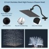 Hibbent All Metal Showerhead,10' - Square 10'' - Matte Black