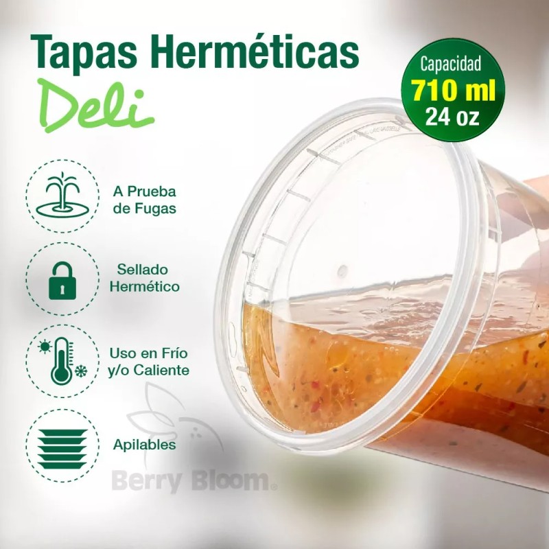 Berry Bloom 24 Envases para Alimentos Transparentes Reutilizables Deli: Tapas