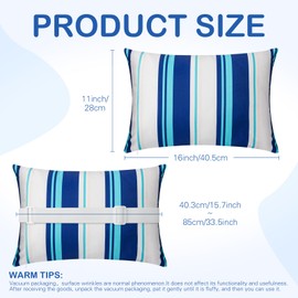 Lineshading 4 Pcs Chaise Lounge Head Pillow with Strap Outdoor Waterproof Neck Headrest Pillows with Adjustable Elastic Band for Beach Chair(Blue,Stripe)