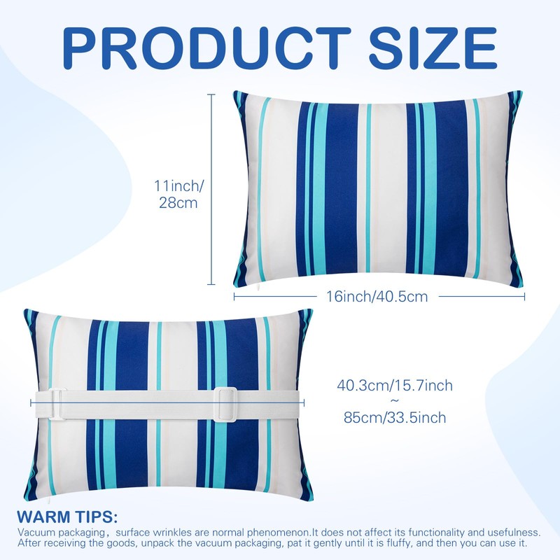 Lineshading 4 Pcs Chaise Lounge Head Pillow with Strap Outdoor