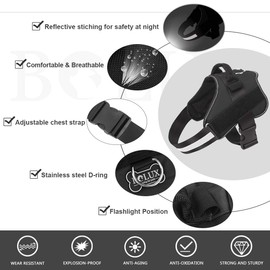 Bolux Dog Harness, No-Pull Reflective Dog Vest, Breathable Adjustable Pet Harness with Handle for Outdoor Walking - No More Pulling, Tugging or Choking ( Black, M )