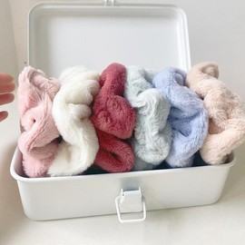 Plain, simple, basic, standard, soft, fluffy, pastel, autumn, winter, hair tie, hair scrunchie, hair scrunchie / 무지 심플 베이직 기본 부들부들 보송보송 파스텔 가을 겨울 머리끈 헤어곱창 헤어슈슈