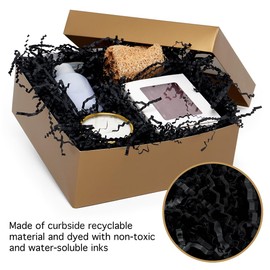 Paper Mart Black Crinkle Cut Paper for Gift Box (1/2 lb), Crinkle Cut Paper Shred Filler, Shredded Paper for Gift Box, Black Basket Filler Paper Shred (1/2 lb), Black Paper Box Filler