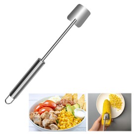 AchNau Corn Peeler for Corn on the Cob,Long Handle Stainless Steel Corn Cob Stripper Tool,Corn Kernel Remover Tool for Home Kitchen (Peeler with Hook)