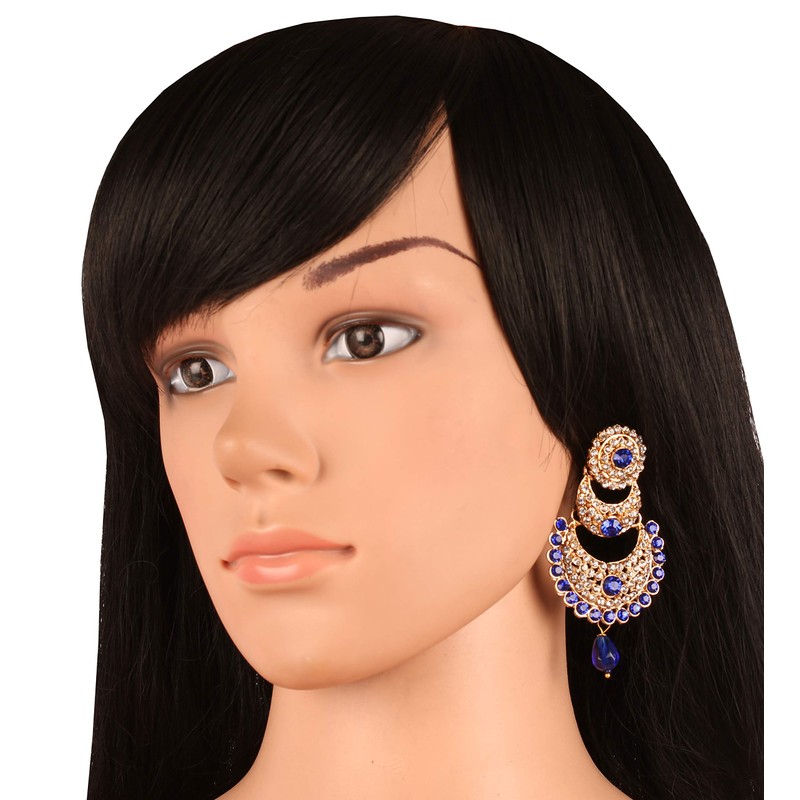 Touchstone Indian Bollywood Chand Bali Half Moon Crescent White And