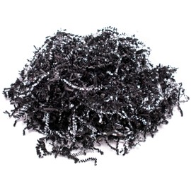 Stephanie Imports Made In USA 3-Ply Crinkle Cut Shredded Paper 2 lbs (Black & Metallic Silver)