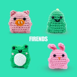 Adeleno Crochet Kit for Beginner+, Crochet Starter Kit with Step-by-Step Video Tutorial,Beginner Crochet Kits for Kid Adult,Crochet Kit for Beginners+,Dinosaurs and Friends 4-Pack.