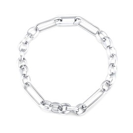 Armband für damen mit kombinierten Gliedern. Vergoldeter / versilbert Chirurgenstahl damen Armband ideal für Valentinstag und Muttertag Geschenk, Geburtstag... Schmuck damen armbänder (Versilberung)