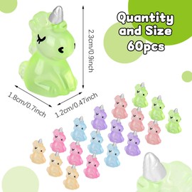 Fuyamp 60Pcs Luminous Mini Resin Unicorn Miniature Glow in The Dark Tiny Unicorn Ornament DIY Charms for Garden Landscape Aquarium Dollhouse Birthday Party Room Crafts Decor(Unicorn)