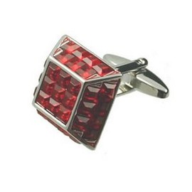 Select Gifts Cuff links Bold Cufflinks~Pyramid Red Crystal Bling Cufflinks Pouch