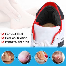 Adhesive Back of Heel Cushion Pads, Heel Grips Inserts for Loose Shoes, Too Big Boots, Reusable Heel Guards Liners for Women Men, Improve Shoe Fit, 6PCS-Black