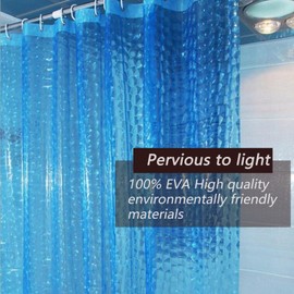 TIKABC Shower Curtain Liner, 4G EVA Blue Water Cube Shower Liner, Plastic Waterproof Shower Curtains, 72x72 inch with Grommet Holes 3 Magnetic Weights
