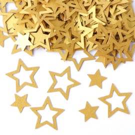 158 Pcs Gold Star Table Confetti - Pearlescent Card Decorations for Wedding, Anniversary, Engagement, Birthday, Any Party, Event or Occasion - Scatter or Sprinkle