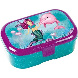 Lutz Mauder 10663 Glitter Lunch Box Mermaid Coralie for Children Perfect for Mermaid Fans Lunch Box School Primary School Enrolment