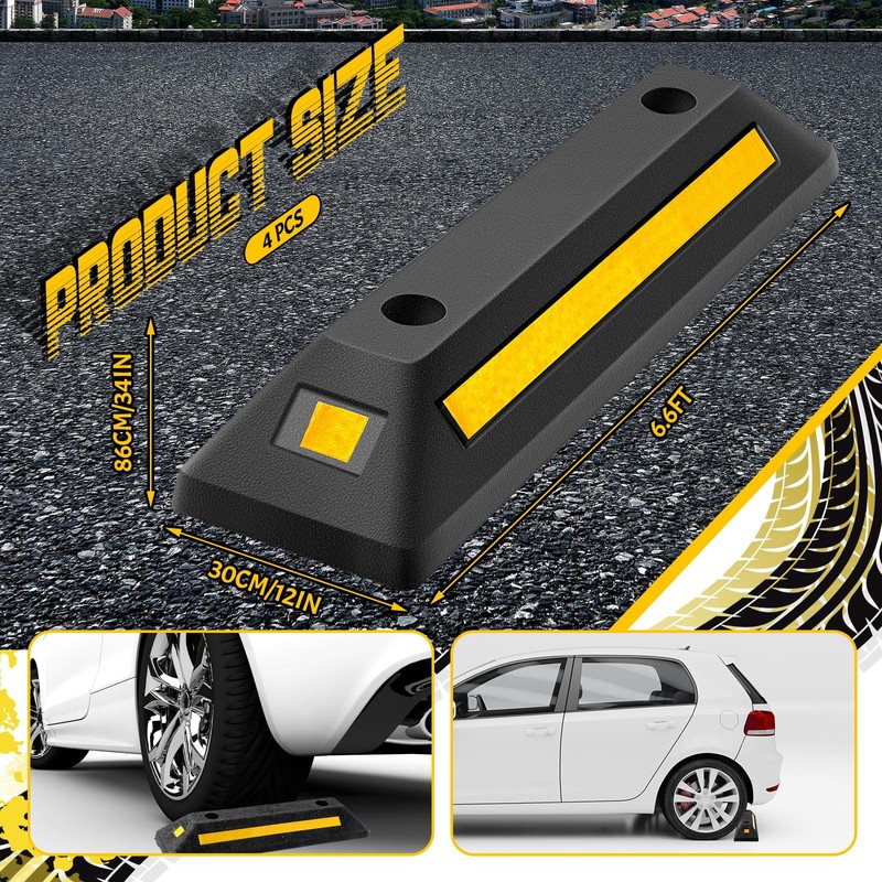 BBTO 4 Pcs 18'' Heavy Duty Parking Stopper for Garage,