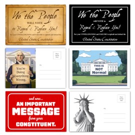 Guajolote Prints We The People - Assorted Political Protest Voting Postcards to Congress, Senate, Constituent - 4x6 inches, 24 Ct