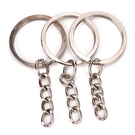 Kit de 100 Anillos de Llavero Plateados, Anillos de Llavero con Cadena, Piezas de Llavero y Conector, Accesorios Colgantes Redondos para Llavero de Bricolaje, Accesorios de