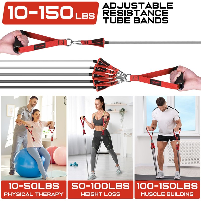 WALITO Resistance Bands Set - Exercise Bands with Handles, Door